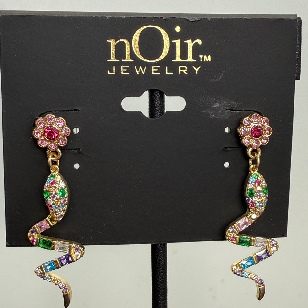 nOir Jewelry - Flower and Snake Earrings